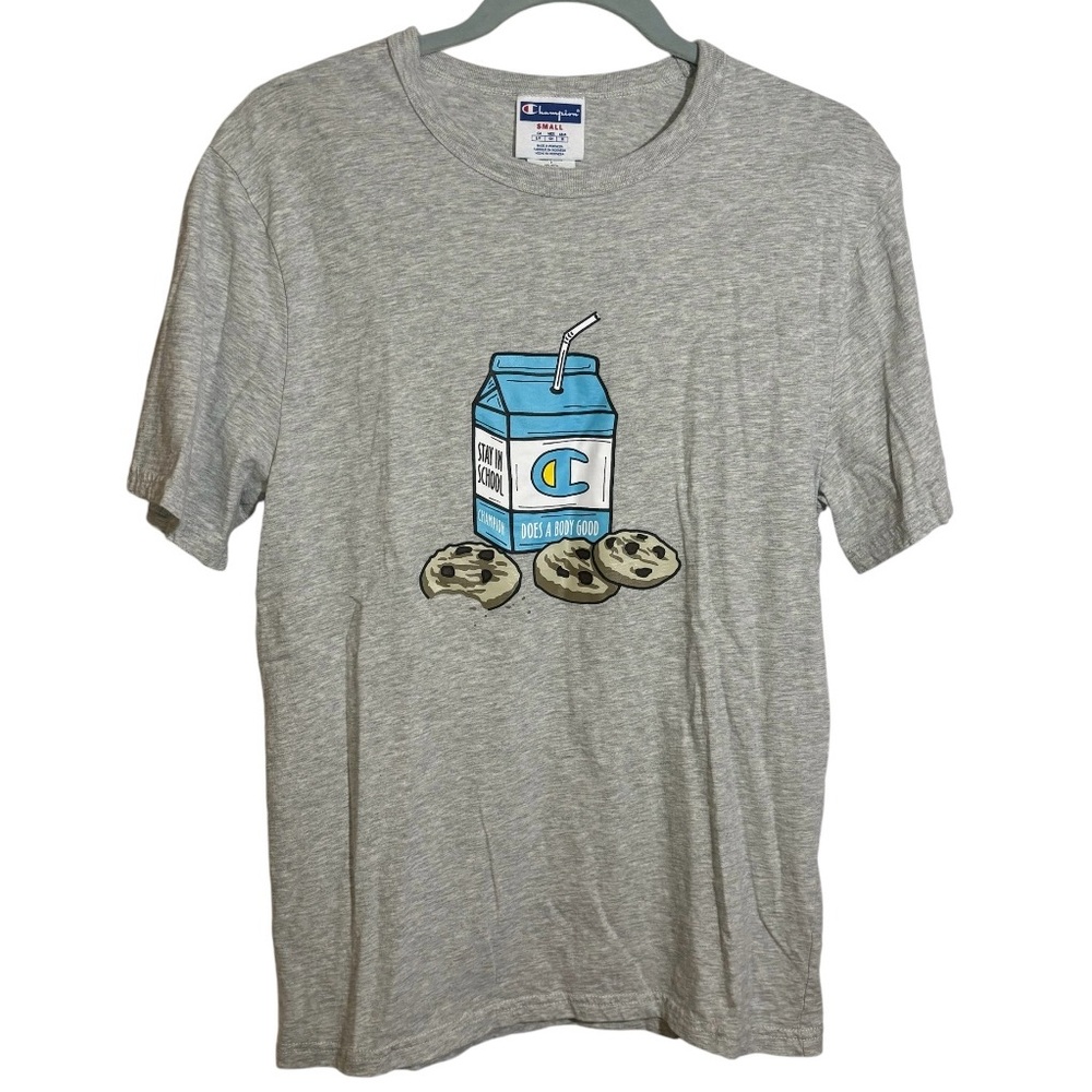 Champion Crew Neck Tee Short Sleeve Milk Cookies Gray Limited Edition Mens Small